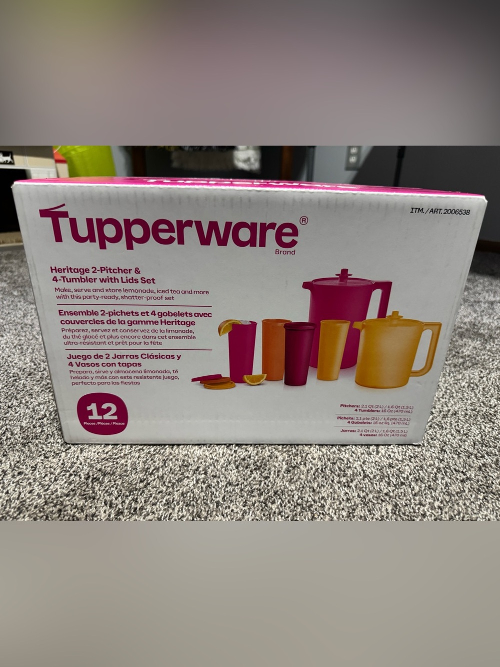 Tupperware Pink and Yellow Beverage Set